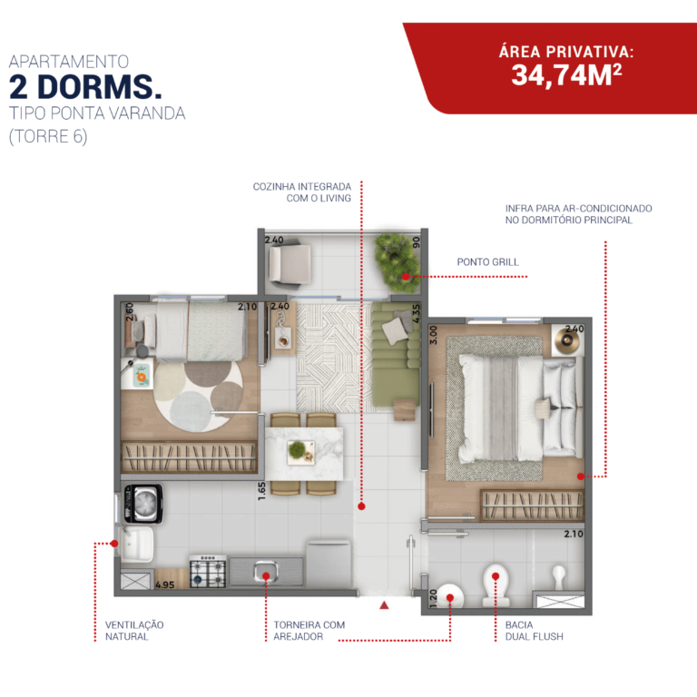 34.74 M²